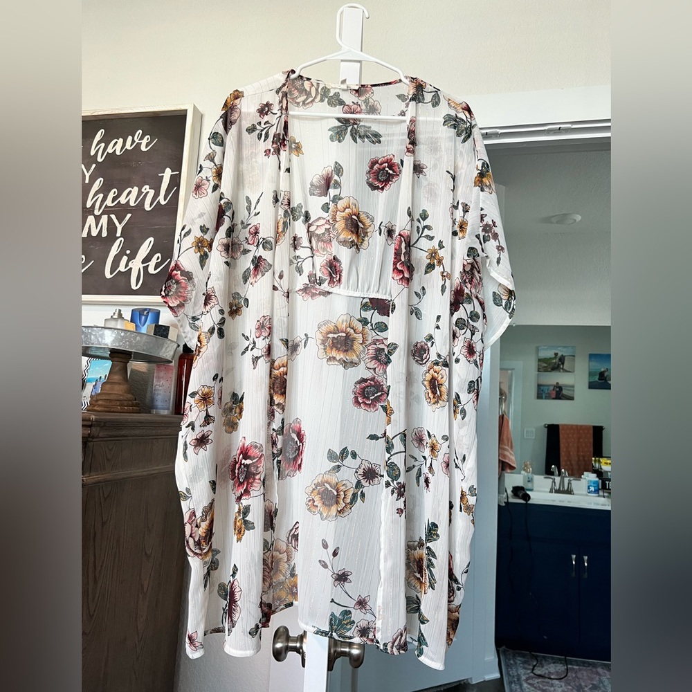 Long floral cardigan/kimono